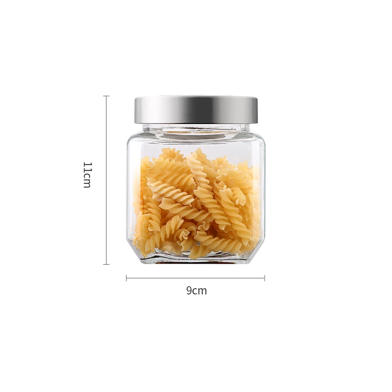 4pcs European Transparent Glass Sealed Jar Tea Box Square Candy Nuts Storage Jar Kitchen Multigrain Coffee Bean Storage Bottle