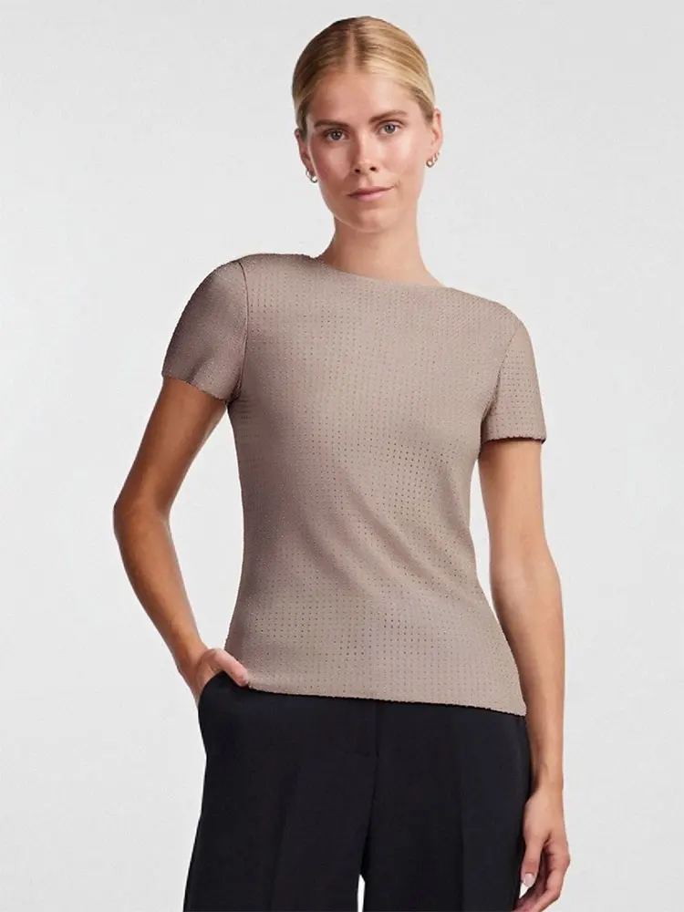 Women New T-shirt Summer Streetwear Fashion Casual Slim Short Sleeve O-Neck Hole Tees Elegant Female Versatile Clothing Tees Top