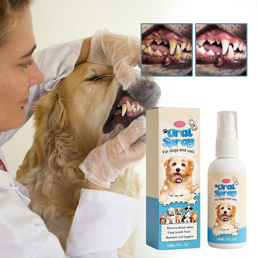 Pet Oral Spray for Dogs & Cats,Gentle Breath Freshener, Plaque & Tartar Reducer, No-Brush Dental Cleaner Spray for Pet Oral Care