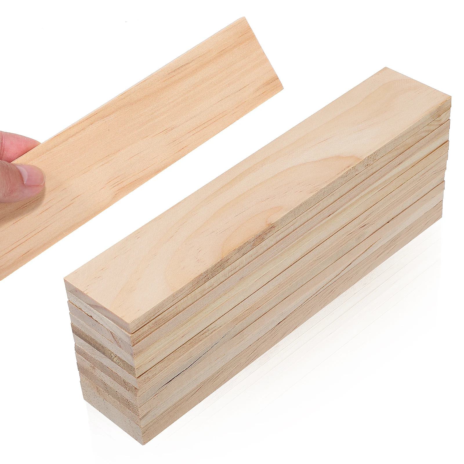 

12 Pcs Wood Board Craft Strips 20x4cm Rectangle DIY Blocks for Painting Home Decor Sewing Accessories