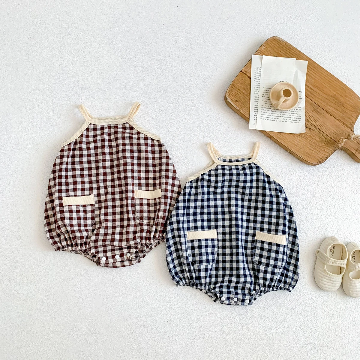 Summer baby Romper for Girls fashion Plaid Newborn Sleeveless Jumpsuit Baby Clothes Casual and versatile style 0-2 Years Old