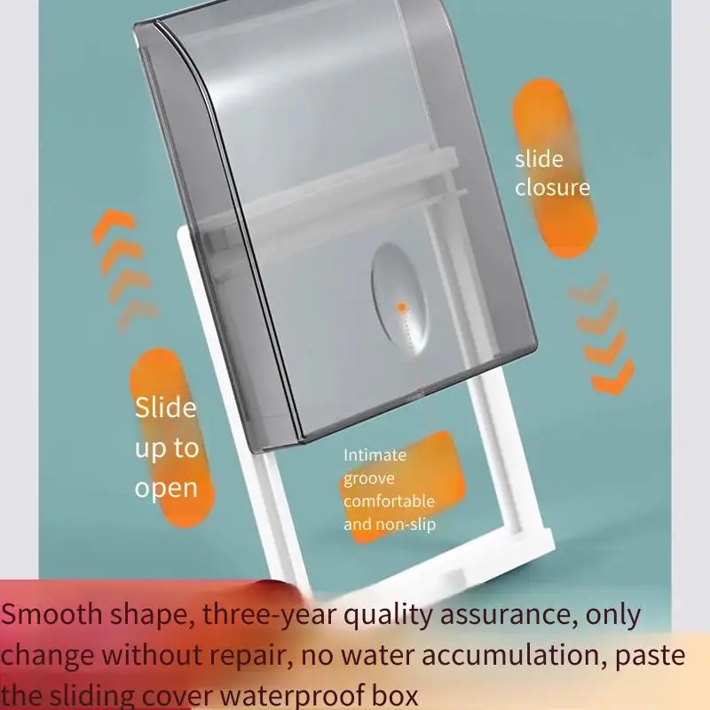 Ultra-thin Bathroom Heater Switch Paste Waterproof Cover Flat Push Sliding Cover Socket Anti-splash Protective Mask Cover Box