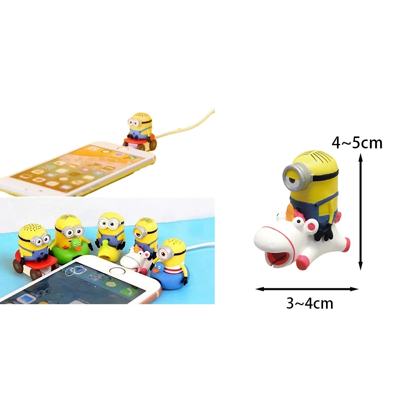 1pcs Anime Minions USB Data Line Cord Protector Protective Case Cable Winder Cover for IPhone Android Charging Cable Wholesale