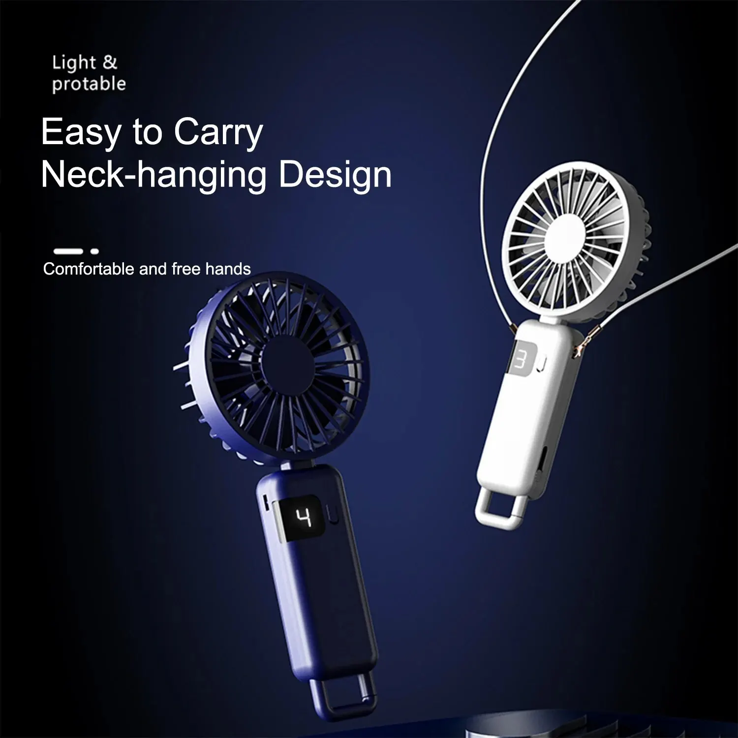 Portable Handheld Fan 5 Adjustable Speed Rechargeable Mini Fan 90° Angle Adjustment Foldable Fan Quiet Personal Fan