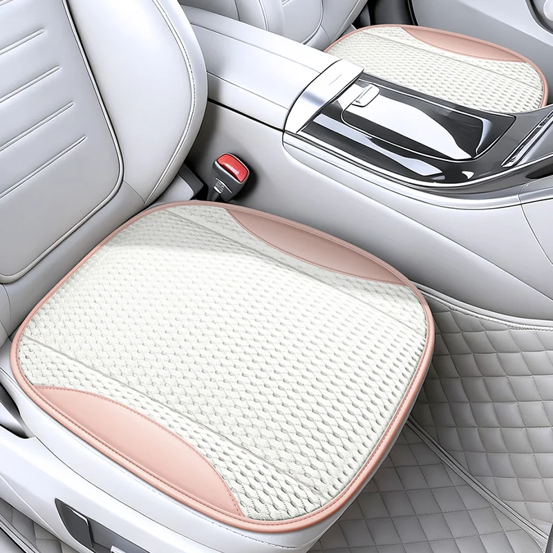 Hollow Mesh Sandwich Mesh Universal Car Seat Cushion Stitched with Premium Nappa Leather Edging Breathable and Comfortable Gifts