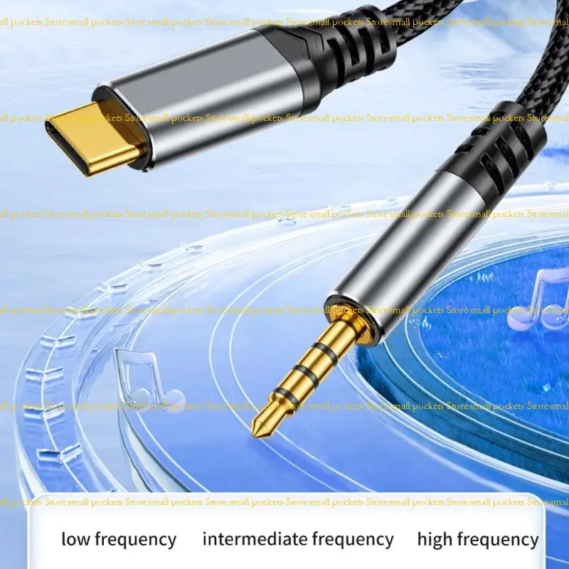 R1WD Braided USB C to 3.5mm 3.5mm Cord Equipped With Decoding Chip for Studio Level Auditory Conversion and Stability