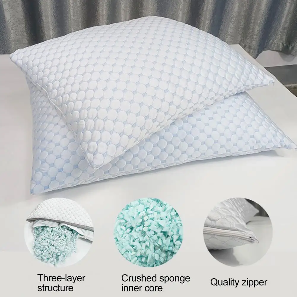 Pillow Memory Foam Pillow with Shredded Sponge for Neck Pain Relief Breathable Washable Cover Ideal for Side Back Sleepers Neck