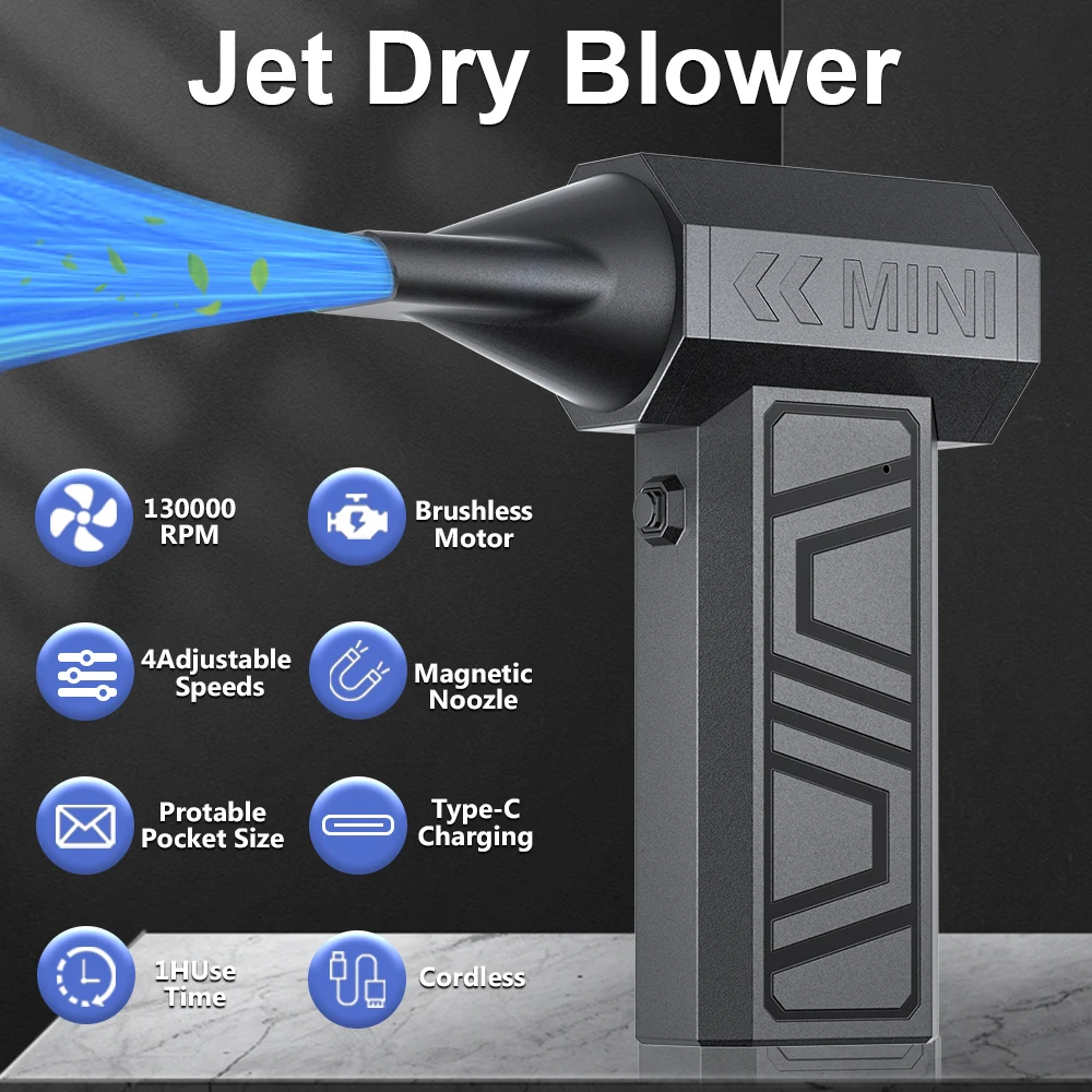 

Караван RV Air Duster Cleaner Turbo Jet Fan 130000RPM Автомобильный снегоочиститель 5 шт. Насадки Портативный насос для накачивания Воздуходувка Чистый инструмент