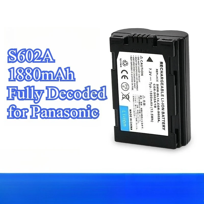 

Полностью декодированная сменная батарея емкостью 1880 мАч для цифровой камеры Panasonic S602A, аксессуары для аккумуляторов