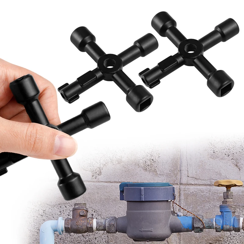 1 قطعة 4 في 1 مفتاح الربط متعدد الأغراض خزانة التحكم الكهربائية مثلث مفتاح الربط مصعد عداد المياه صمام ثقب مربع مفتاح #2