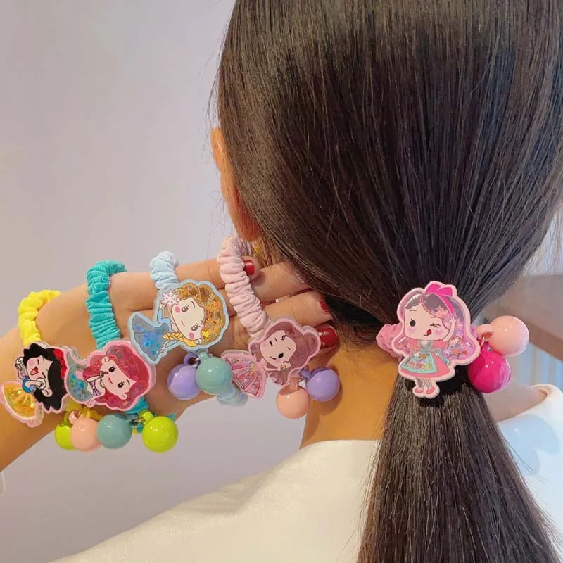 Disney Anime Frozen Elsa Hairrope Kawaii Snow White Cinderella Hair Accessories Cartoon Children Girl Hair Rope Kids Gifts