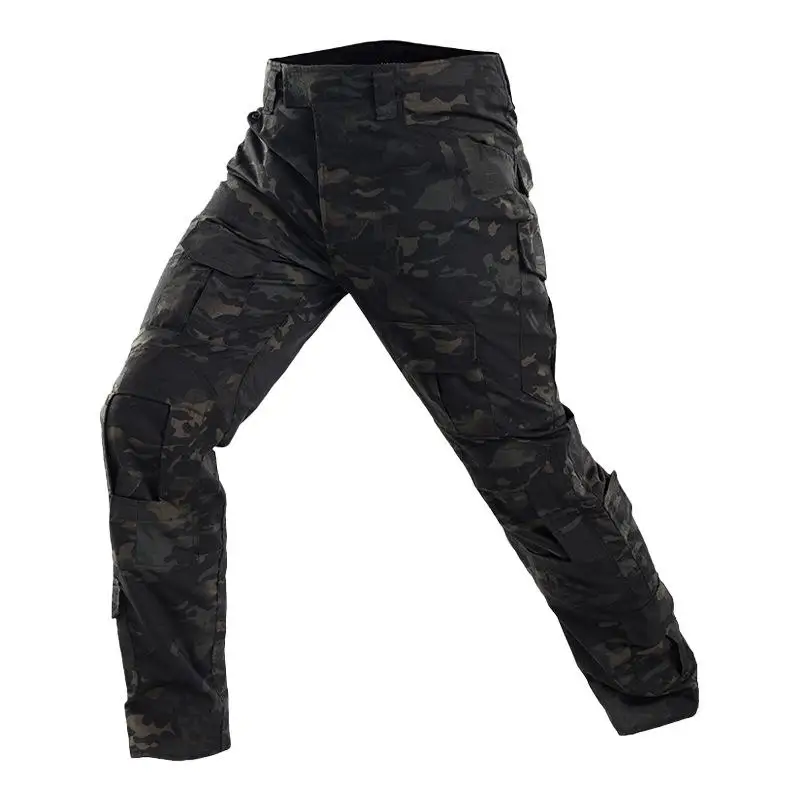 Reinforced Men's Work Pants Multiple Pockets Camouflage Tactical Outdoor Training Knee Pads Wear-resistant Electrical Pants