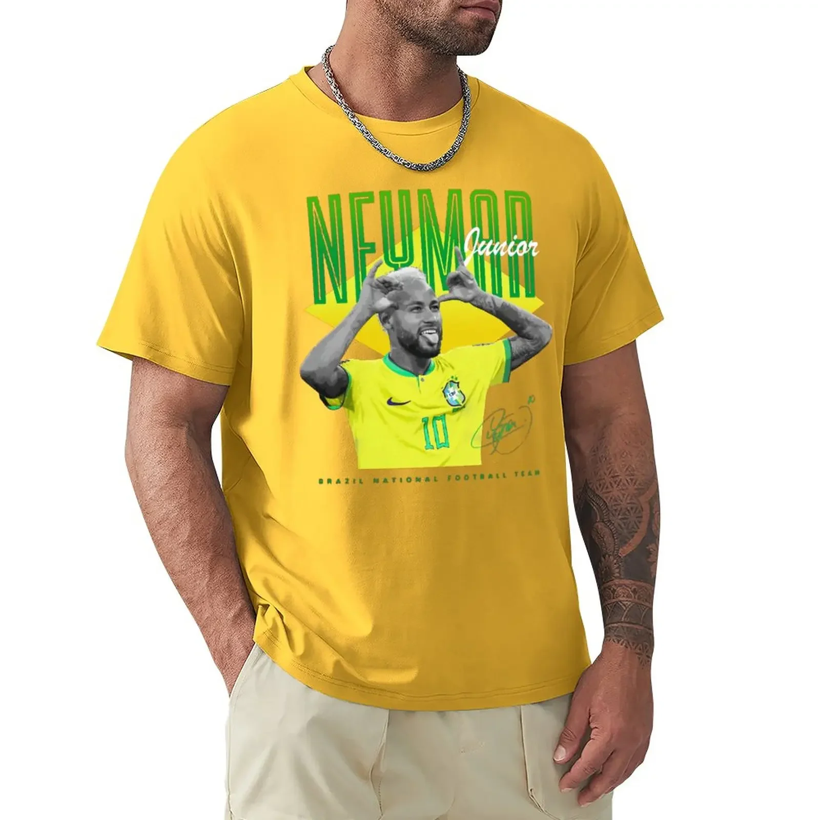 High Grade Activity Competition USA Size  Sports  Neymar And Jr Brazil Celebrate Soccer Striker 75 Graphic Vintage Tees