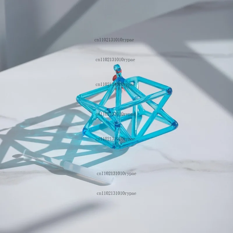 Blue Mocha Bamel Crystal Pyramid Quartz Yoga Meditation Decorative Piece