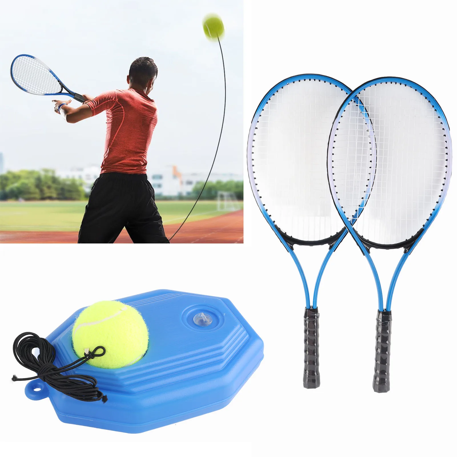Tennis Coach Single Player Rebound Tennis Self Training Toy Beginner Single Player Tennis Racket Children's Birthday Gift Set