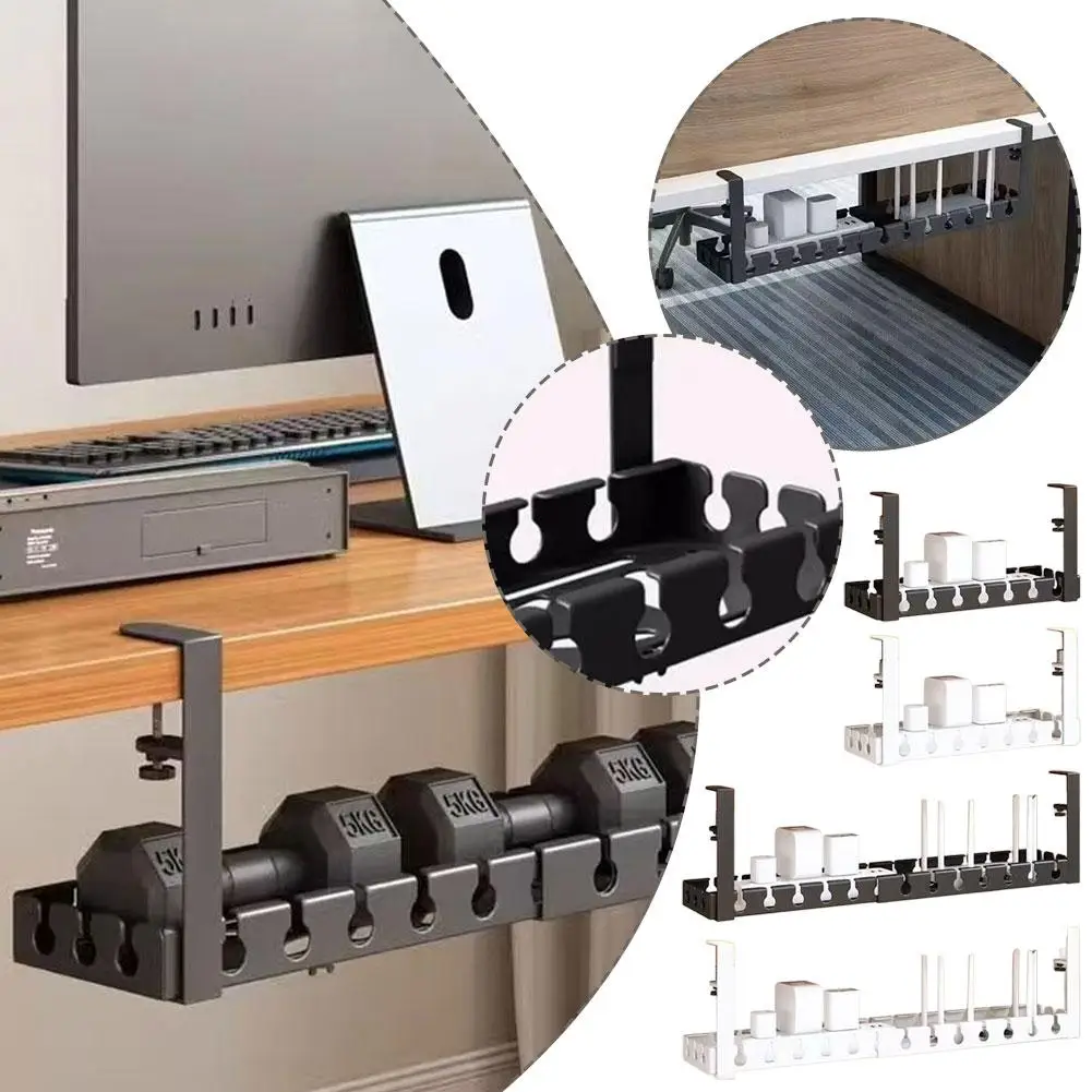 صينية إدارة الكابلات قابلة للتمديد تحت المكتب، قوية بدون سلك حفر، مخفي، مشابك قابلة للتعديل، منظم الأسلاك #5
