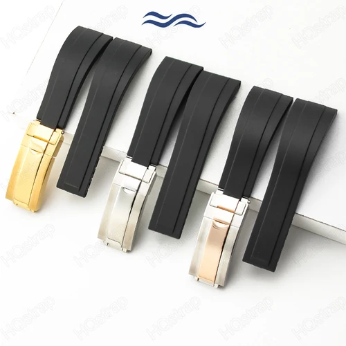 Imagen 2 del producto Correa de silicona para Rolex GMT Submariner Diver, correa de reloj de 20mm para pulsera Water Ghost, hebilla de ajuste fino de goma convexa plana