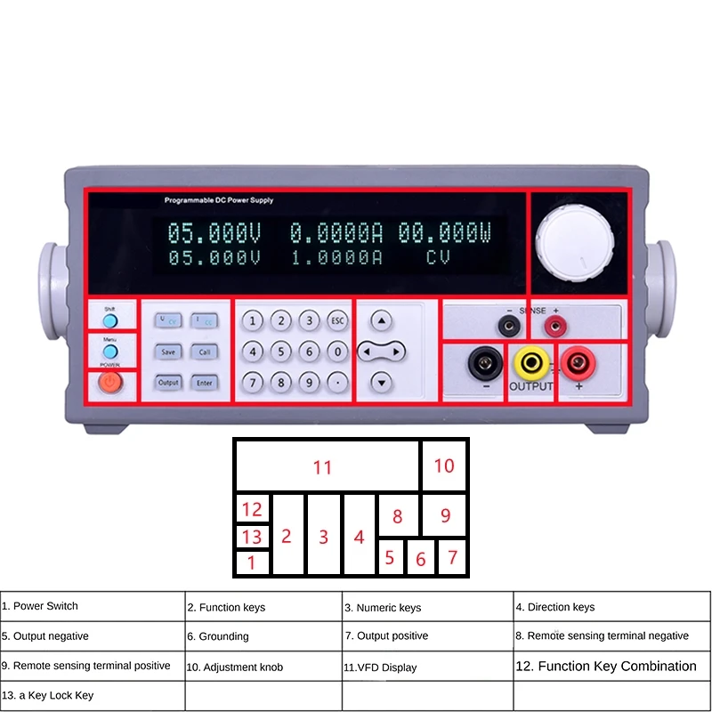 Imagem -02 - Bateria de Laboratório Ajustável Carregamento Fonte de Alimentação Linear 30v 60v 150v 110v 200v 250v 300v 1a 2a 3a 5a 10a Programável dc