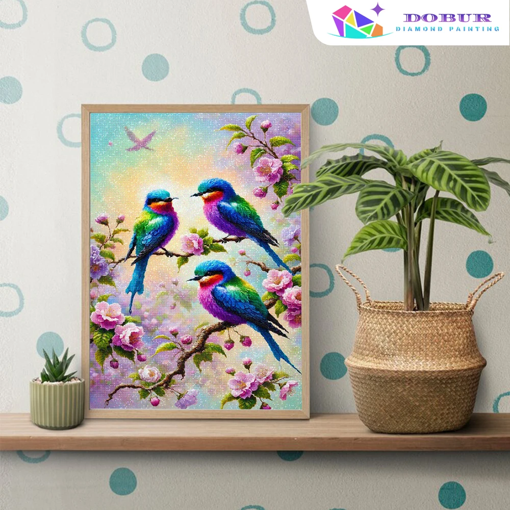 DIY Diamond Painting Kit Flowers And Birds 2024 Round/Square Diamond  Full Diamond Mosaic Home Decoration Painting