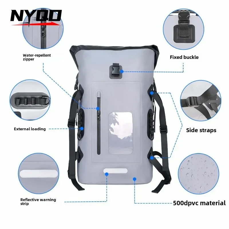 32L Waterproof Backpack Large Capacity Outdoor River Trekking Shoulder Diving Wet Dry Rafting Canoeing Kayak PVC Camping Bag