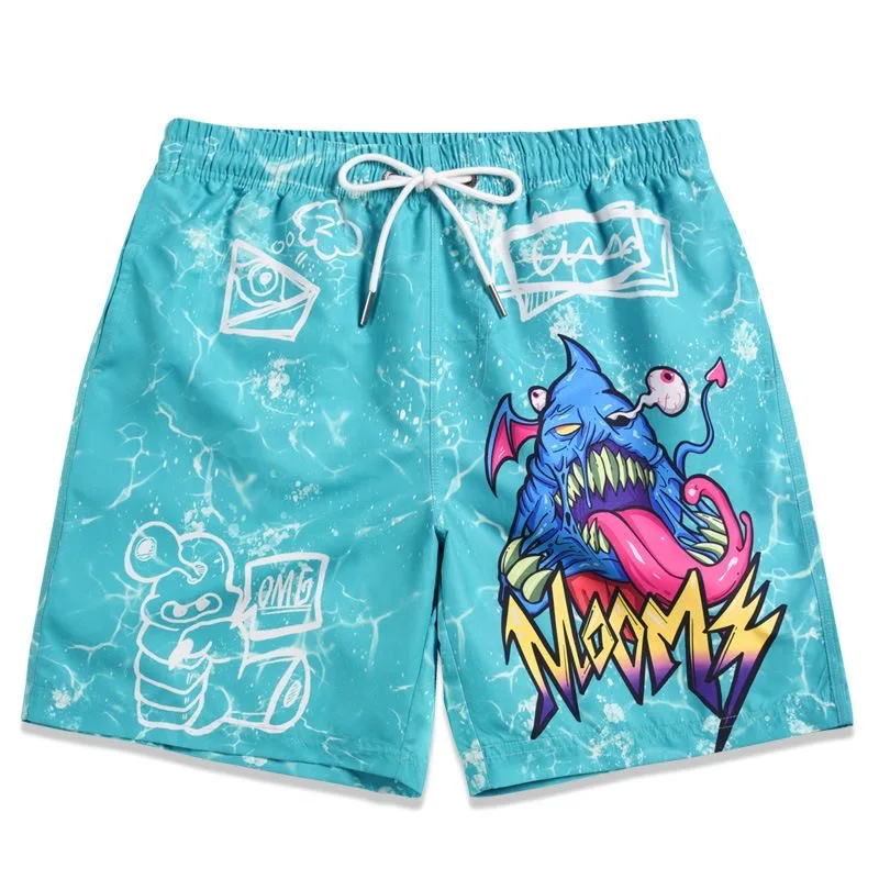 New American Trend Creative Animation Summer Sports and Leisure Brand Shorts Loose Breathable Quick-drying Mesh Basketball Pants