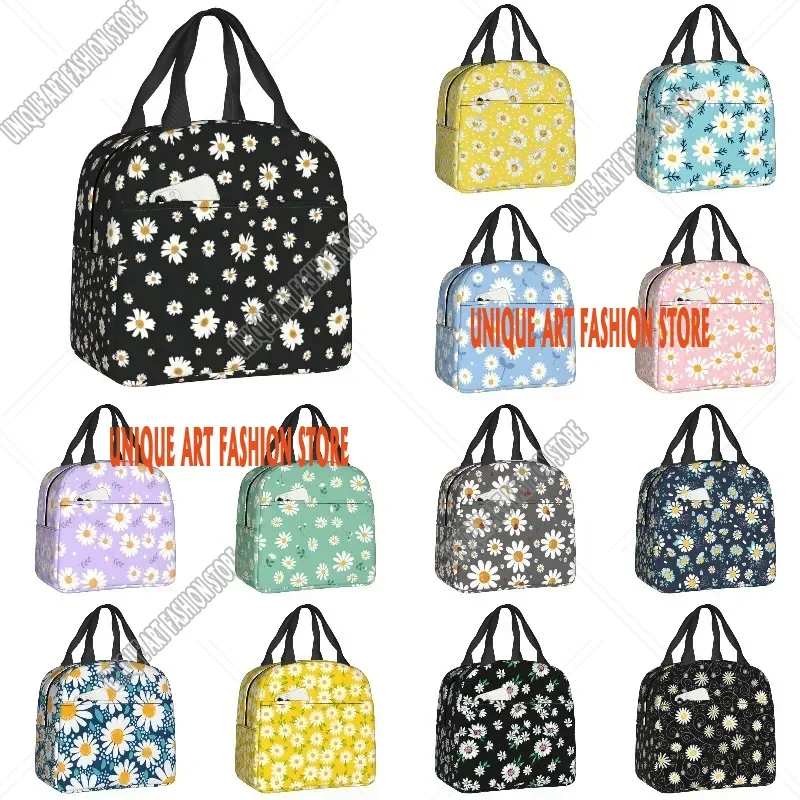 

Сумка для обеда с цветочным принтом ромашки на заказ, женская сумка-холодильник с термоизоляцией и цветком ромашки, ланч-бокс для детей, школьная работа, пикник, сумки для еды