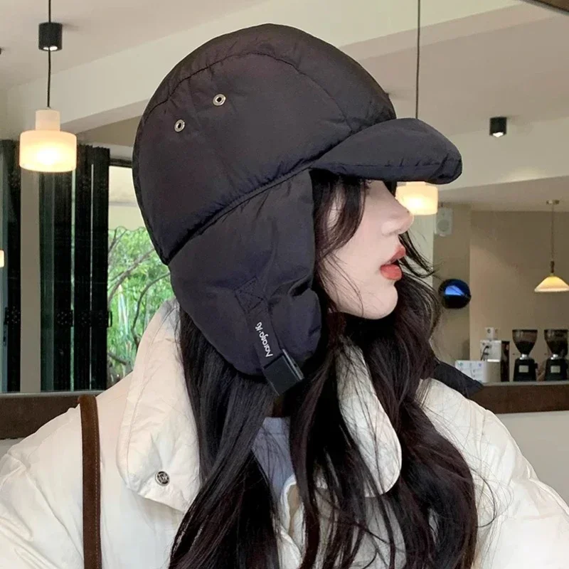 Korean Version Fashion Retro Ear Protection Flying Hats for Men and Women Winter Outdoor Riding and Skiing Warm Bomber Hat