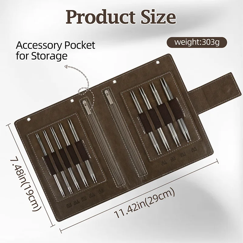 Knitting Tool, Hexagonal Water Drop Ring Needle Polygon Solid Stainless Steel Removable Ring Needle Set