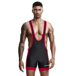 TAUWELL Men Bodysuit Leotard Wrestling Singlet Fitness Workout Undershirts Bodybuilding Jumpsuit Shorts One-piece Bodywear