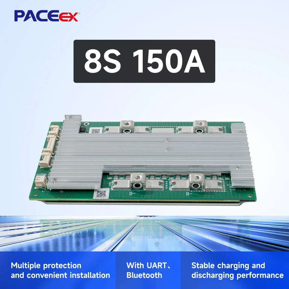

PACEex Smart BMS LiFePo4 8S 24V 150A BMS Bulid-in BT UART Series Connection Heat Temp Sensor Function
