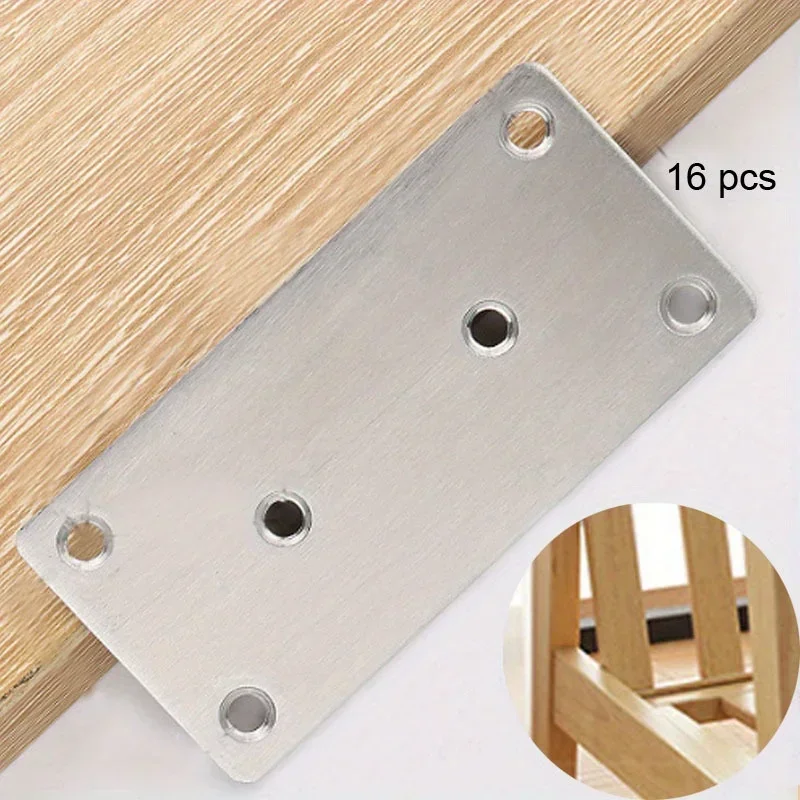16pcs Plates for Wood Fixing Connector Fixing Brackets Shape Brackets Flat Corner Brace Plates Metal Repair Stainless Steel