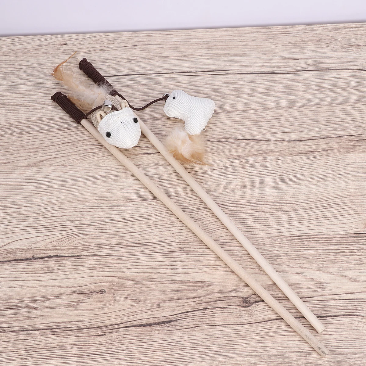 

2Pcs Wooden Interactive Cat Elastic Rope Kitten Teasing Training Exercise for Cats Pet Cat Kitten Teasing