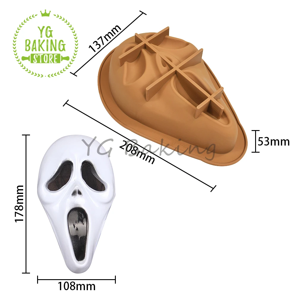 Dorica 3D Halloween Skull/Clown Mask Design Chocolate Silicone Mould DIY Smash Candy Mousse Mold Cake Decorating Tools Bakeware