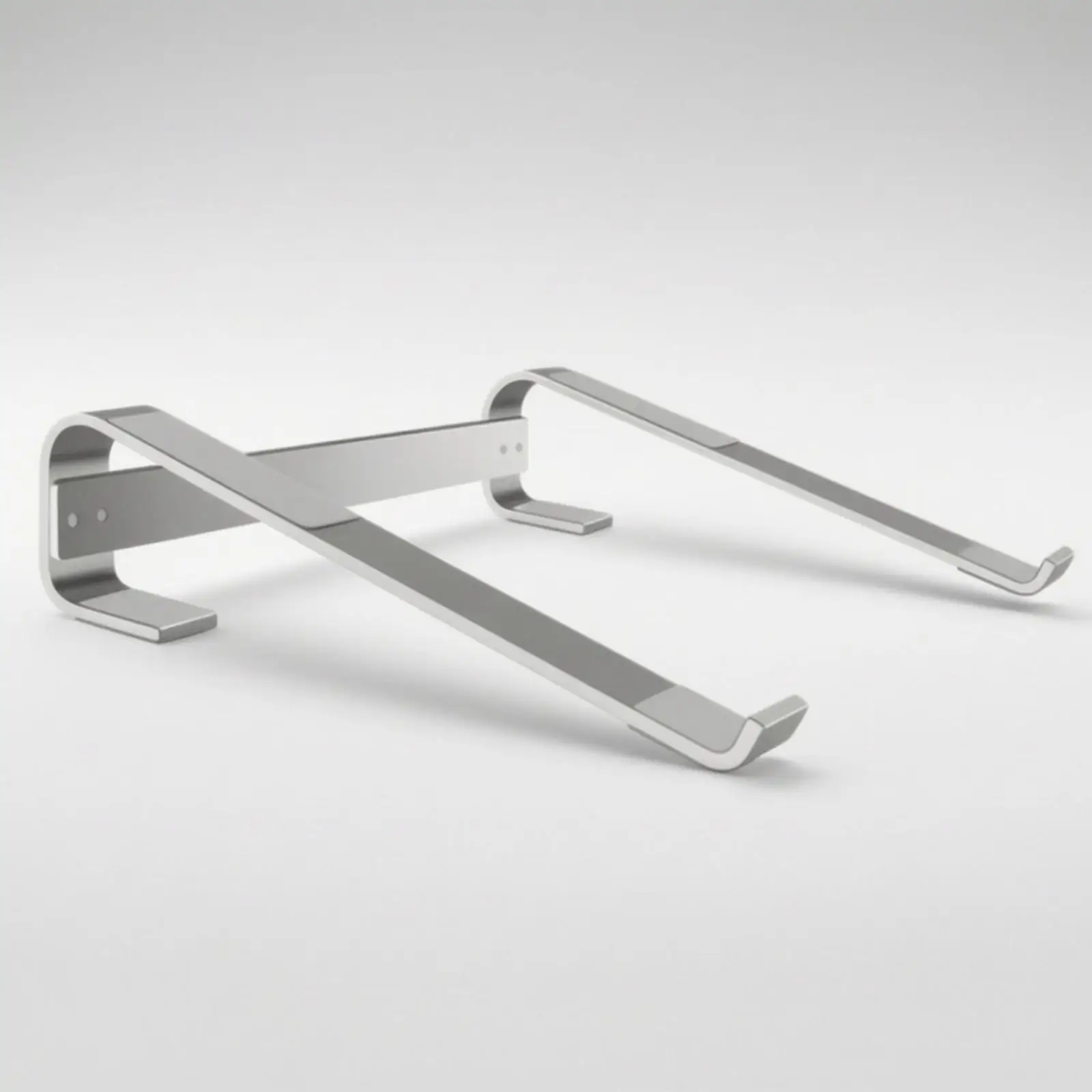 Ventilated Laptop Holder Stand Silver Steel Angled 17 Degree Notebook Riser for Desk Organization and Airflow Boost