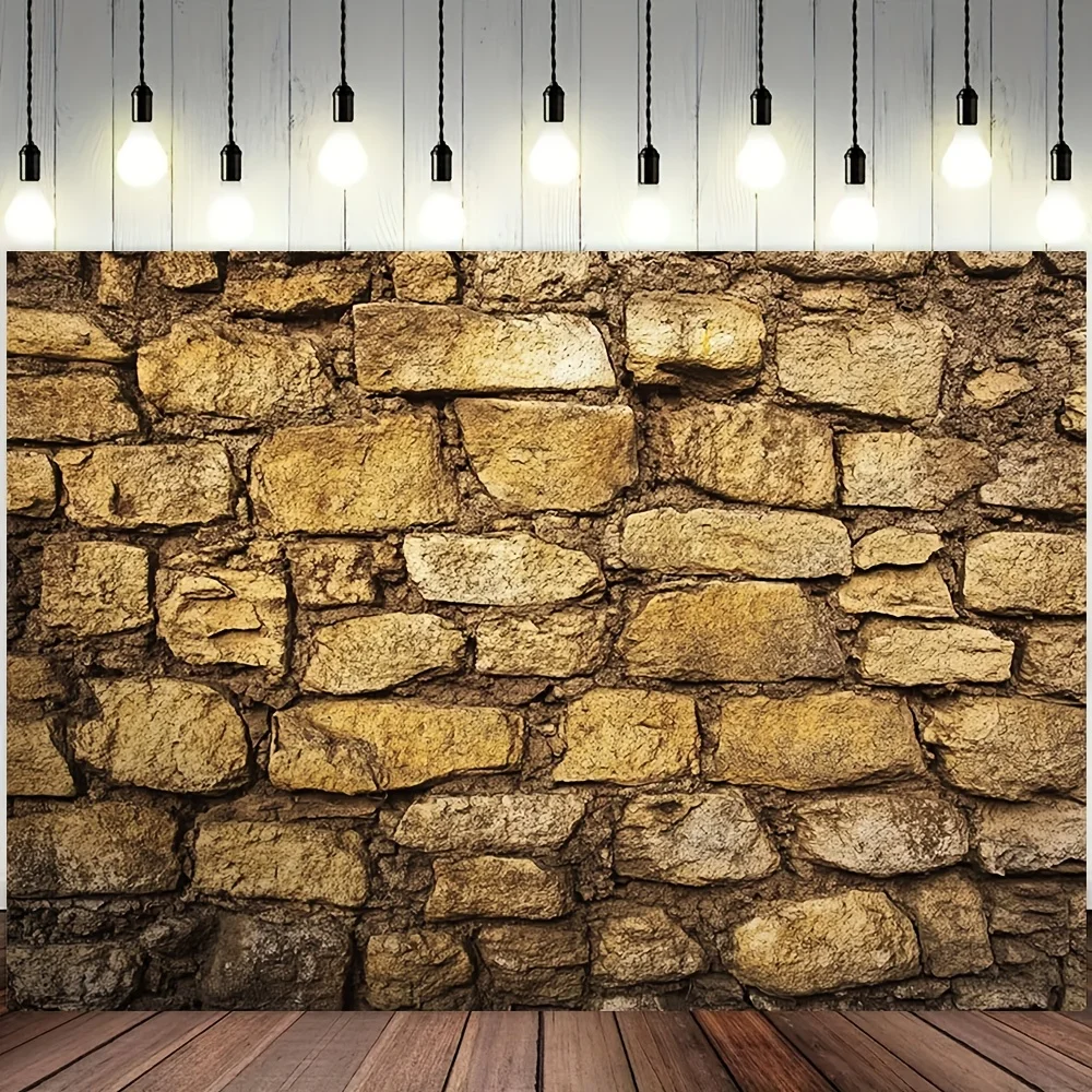 1-teiliger großer antiker Jerusalem-Stein-Wandhintergrund – realistisches strukturiertes Steinwanddesign, Polyester, geeignet für das Wohnzimmer