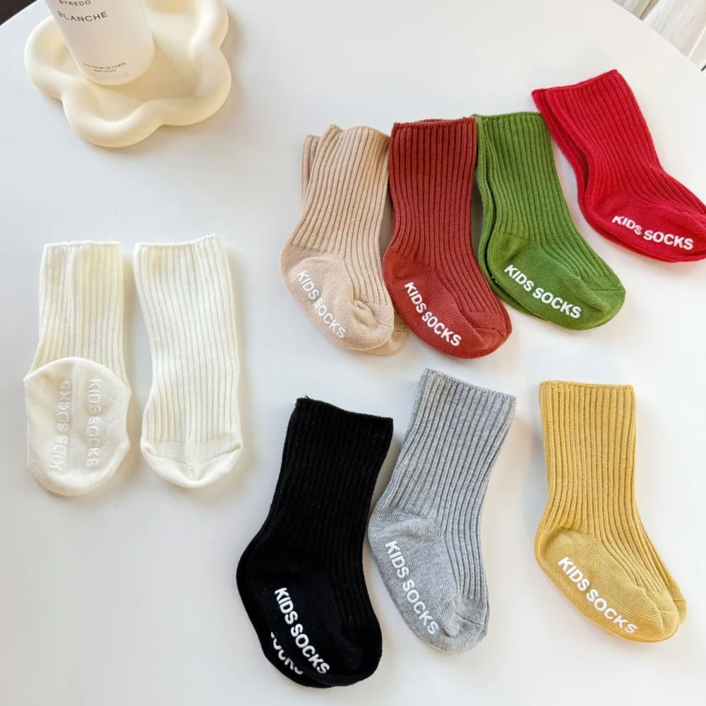 Long socks spring and autumn babies anti-slip letter floor socks infants toddlers double-needle bare socks for newborns sock