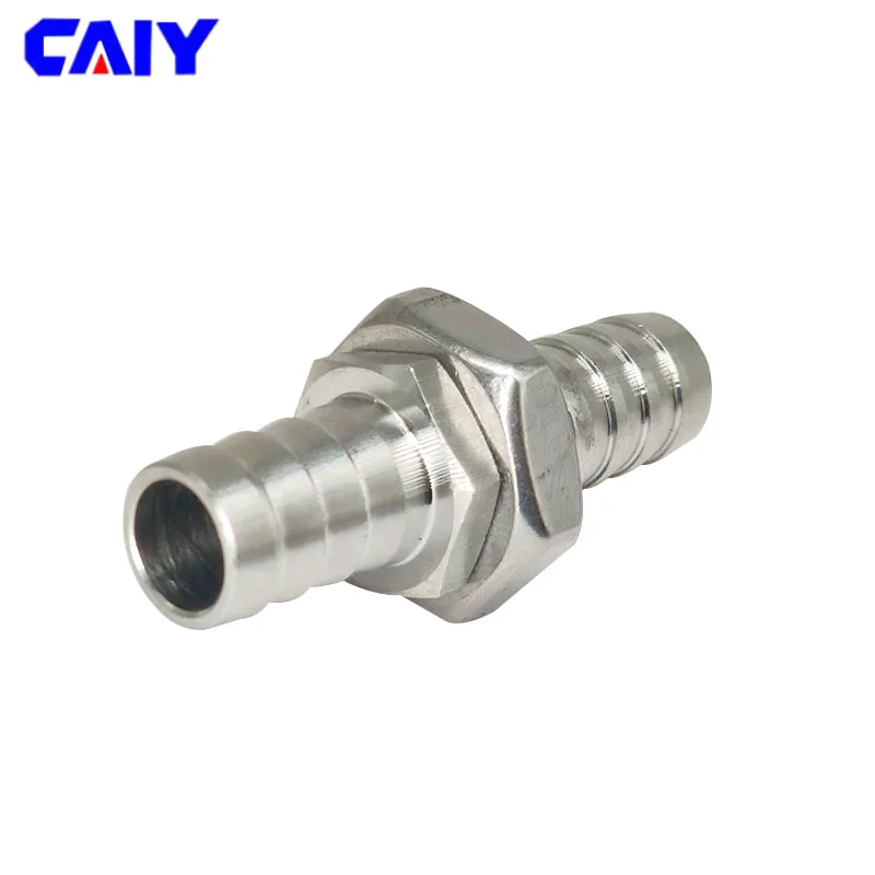 304 Stainless Steel Pipe Fitting Hose Barb Partition Board Connector 3 4 6 8 10 12 16 20 32mm Water Gas Barbed Coupler Adapter