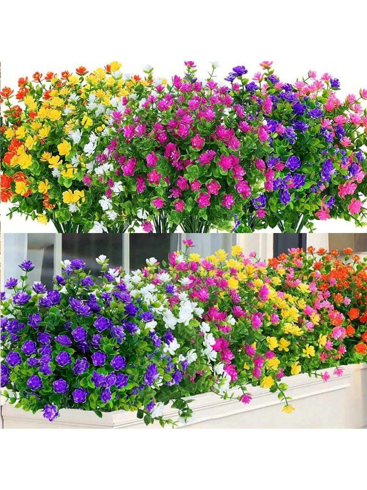 3pcs Artificial Flowers Outdoor Anti-UV Greening Shrub Plants for Home Kitchen Office Wedding Garden Decoration Fake Flowers