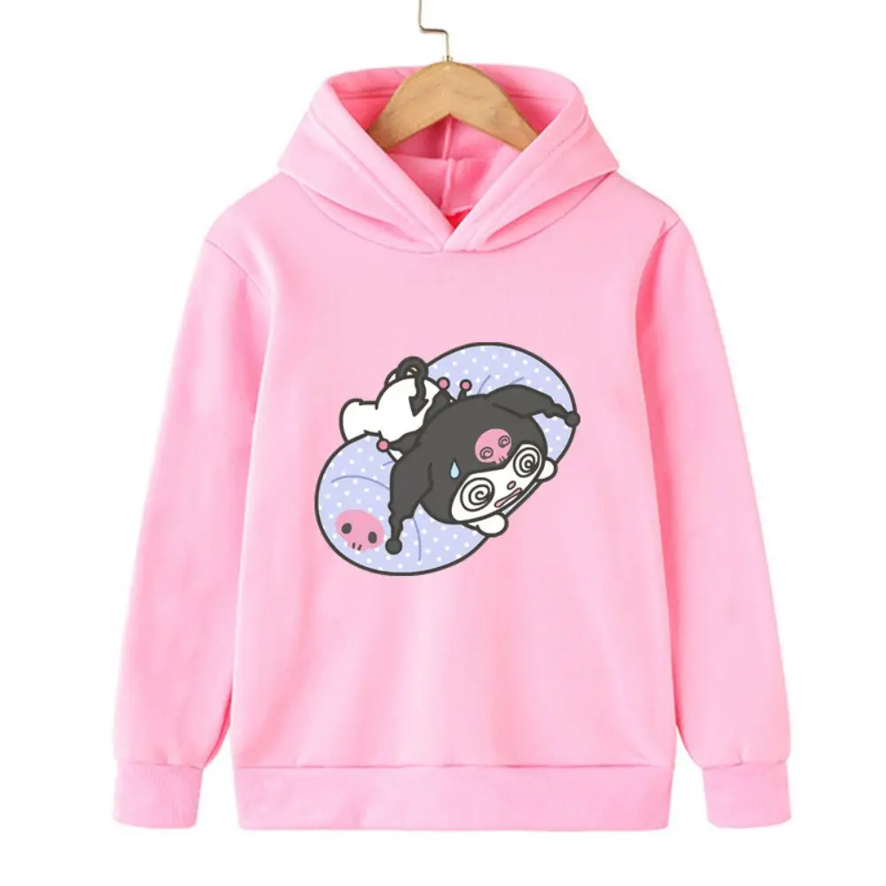 

Kuromi Hoodies Lovely NEW Warm Hello Kitty Children Clothes Harajuku Style 2024 Child Sweatshirt Sizes 100-160 Winter Kawaii