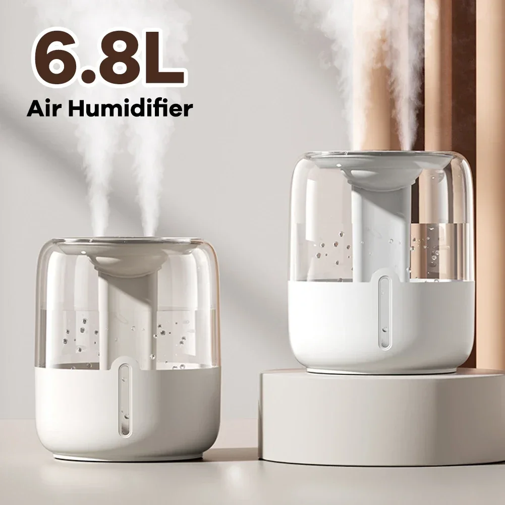 Umidificador 6.8L Umidificador de grande capacidade USB Spray duplo Home Office Quarto Desktop com luz noturna Display digital
