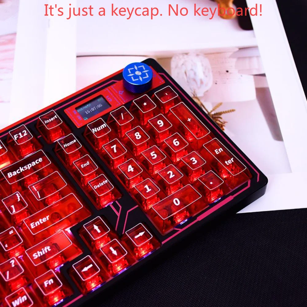 Crystal Red Transparent Keycap Set Cherry 130 Keys PC Adaptive Mechanical Magnetic Shaft Mechanical Keyboard Nano68 Mx Wooting