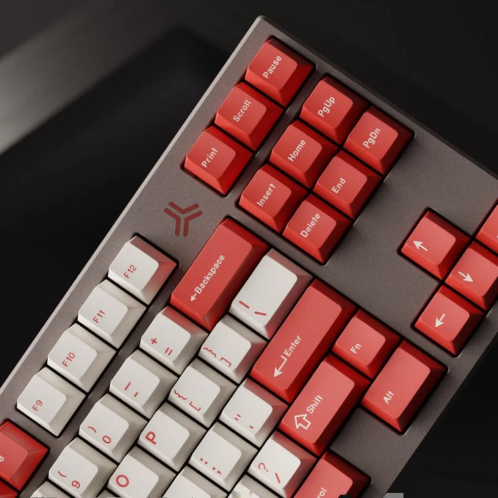 Klassische rote Theme-Tastenkappe, großes Set, zweifarbig, Kirsch-PBT/ABS-Mischung, individuelle Tastenkappe für mechanisches Gaming-Tastatur-Zubehör, Geschenk