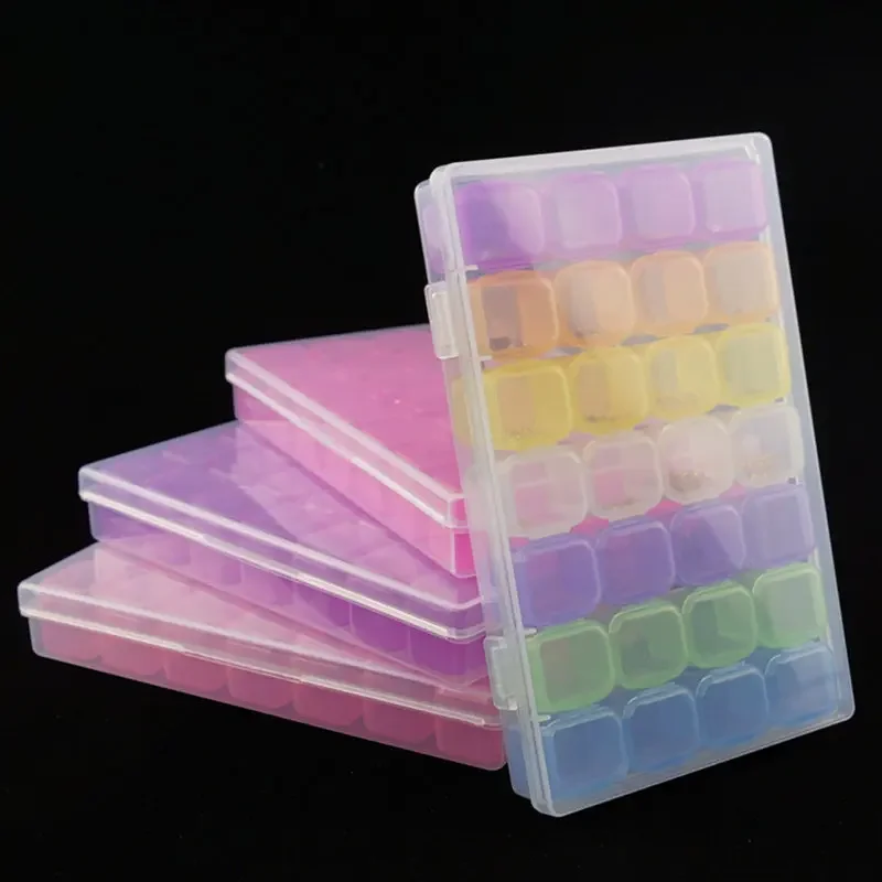 28 Grids Colorful Plastic Jewelry Bead Storage Box Adjustable Nail Art Tool Container Mini Home Decoration Accessories Organizer