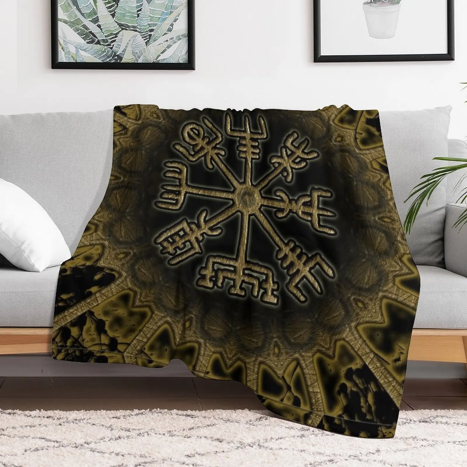 Vegvisir Vikings Compass Throw Blanket Stylish Decor Blanket Gift for Friends Roommate