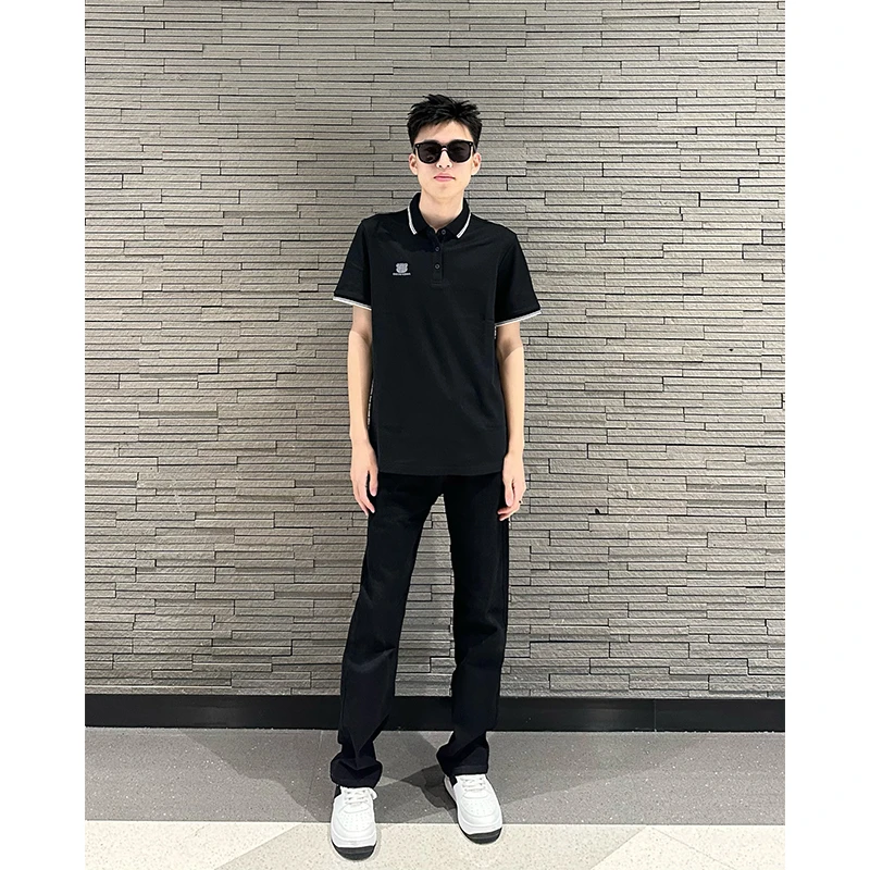 

Pure Black Elastic Denim Jeans Men's Summer American High Street Cleanfit Straight Leg Long Trendy Slim Fit Pants