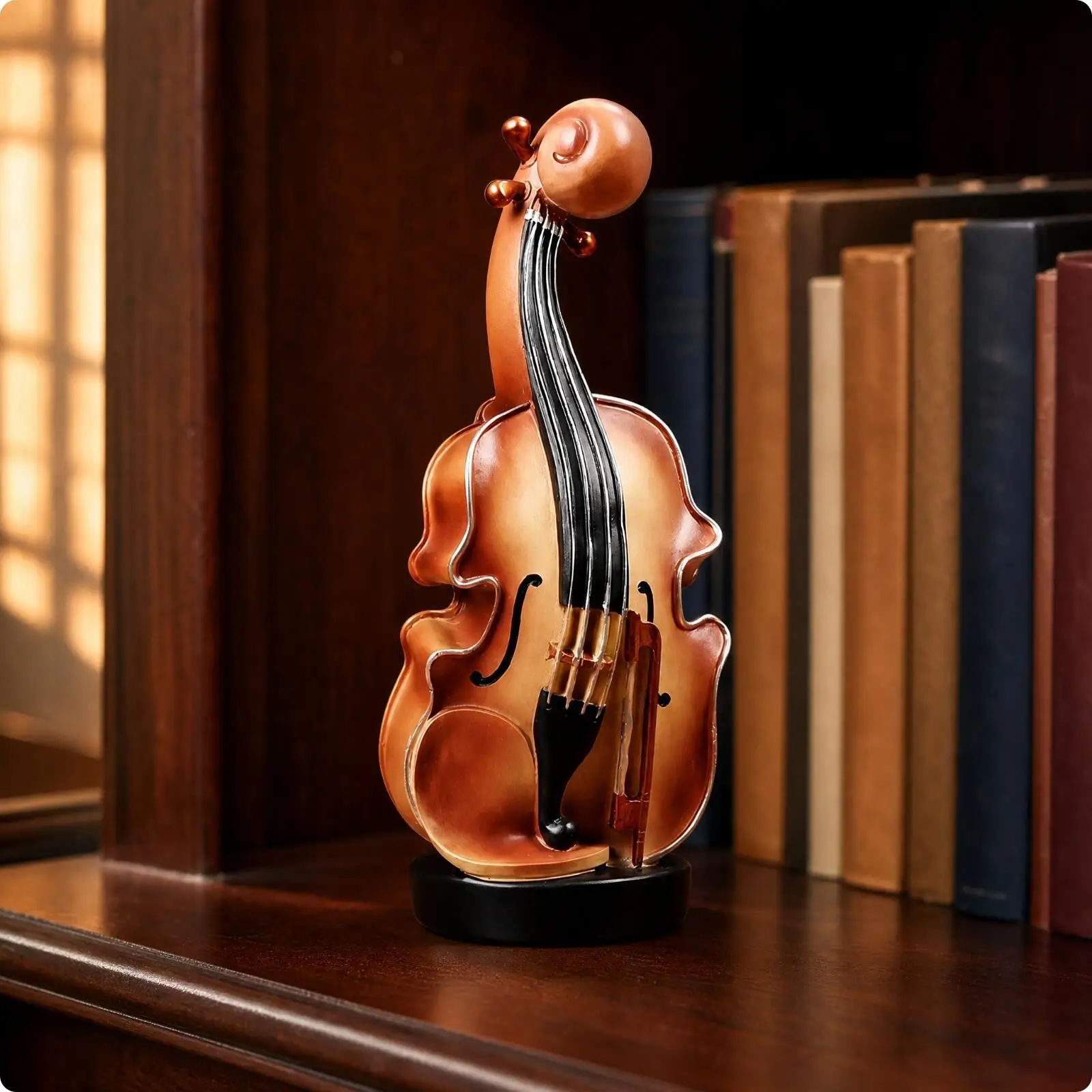Violin-Shaped Money Bank Copper-Toned Violin Savings Bank Sculptural Decor for Music Lovers, Violinists, Living Room, Office,