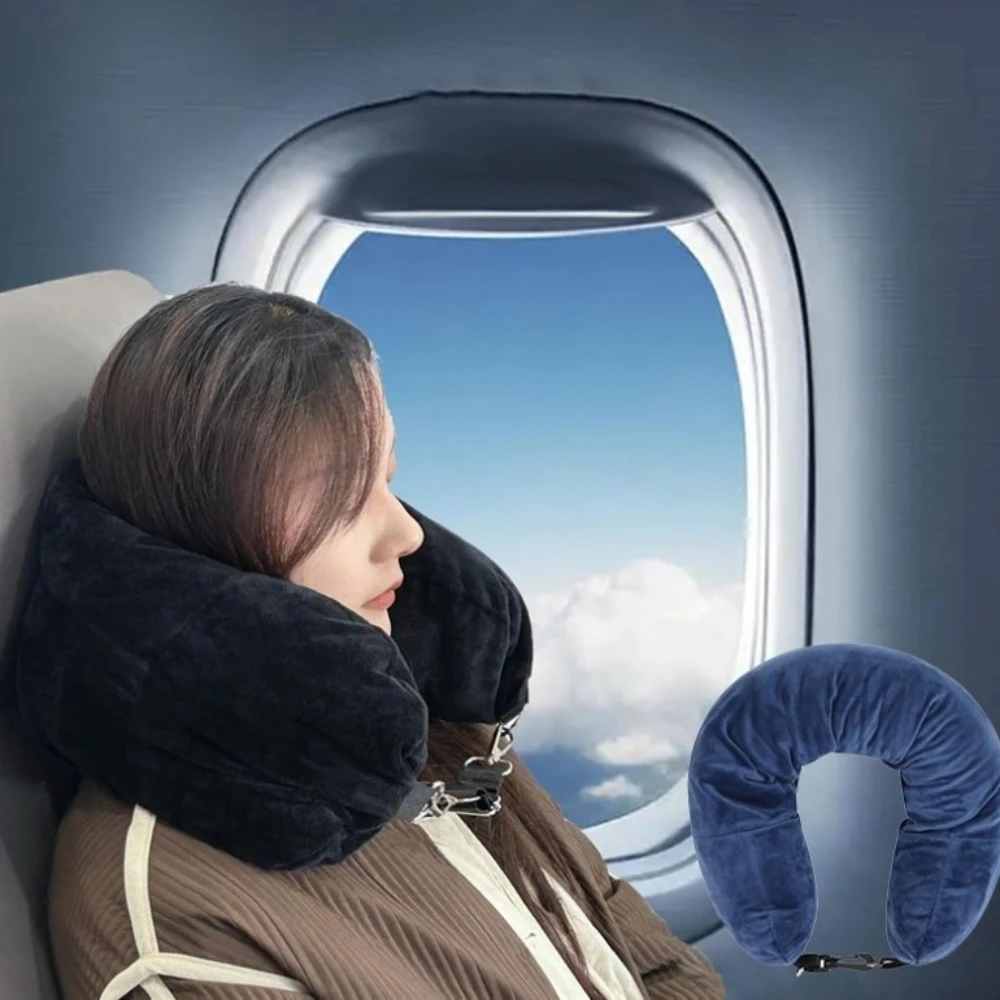 Reisekissen, verstellbare Nackenstütze aus Polyester, Reisekissen mit Aufbewahrungstasche, bequemer und leichter Körper zum Tragen zu Hause