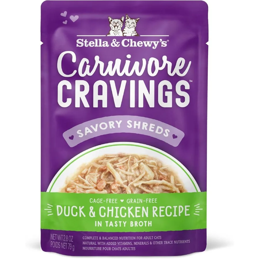 

Wet Food for Cats - Carnivore Cravings Duck and Chicken Recipe - 2.8 Ounce Pouch/12 ct