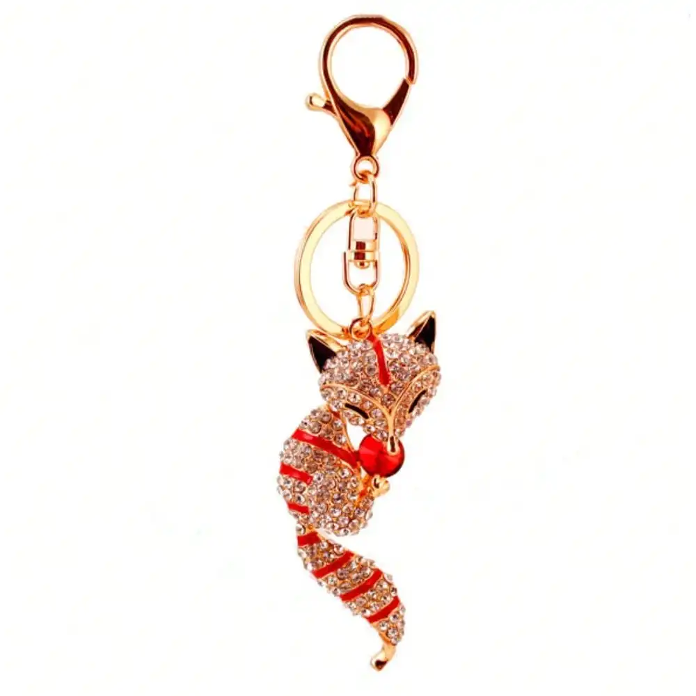 Niedlicher Schmuck-Legierungs-Rhinstein-Fuchs-Autoschlüsselanhänger, Tier-Taschenanhänger, Schlüsselkette, Geschenk – Detail 2