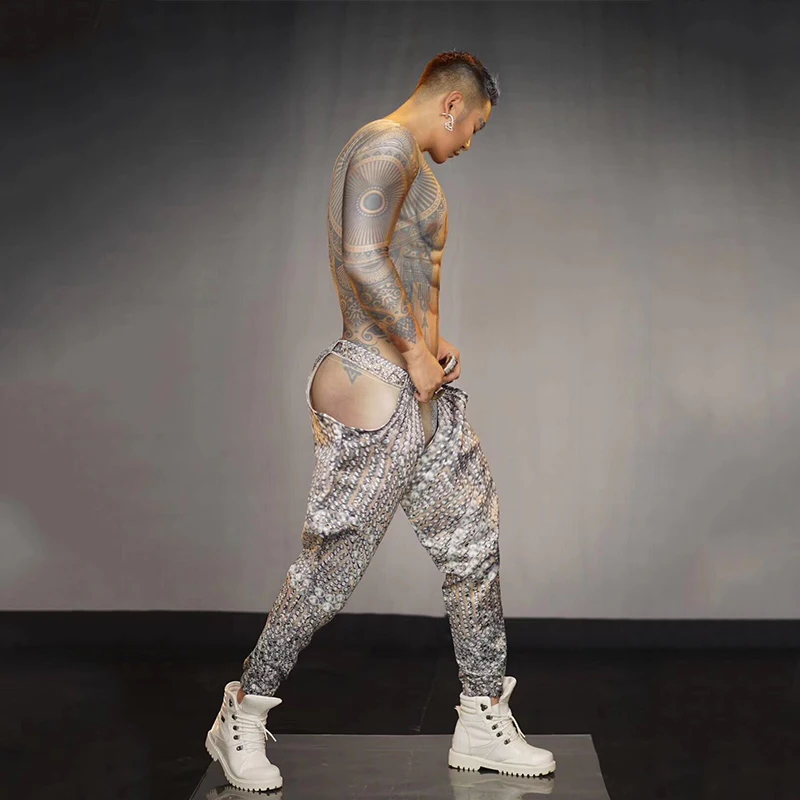 2025 ملهى ليلي الرجال دنة مرونة العضلات بذلة + بانت جوجو راقصة زي الهذيان الملابس شريط الحفلات المرحلة ازياء dj ازياء #4